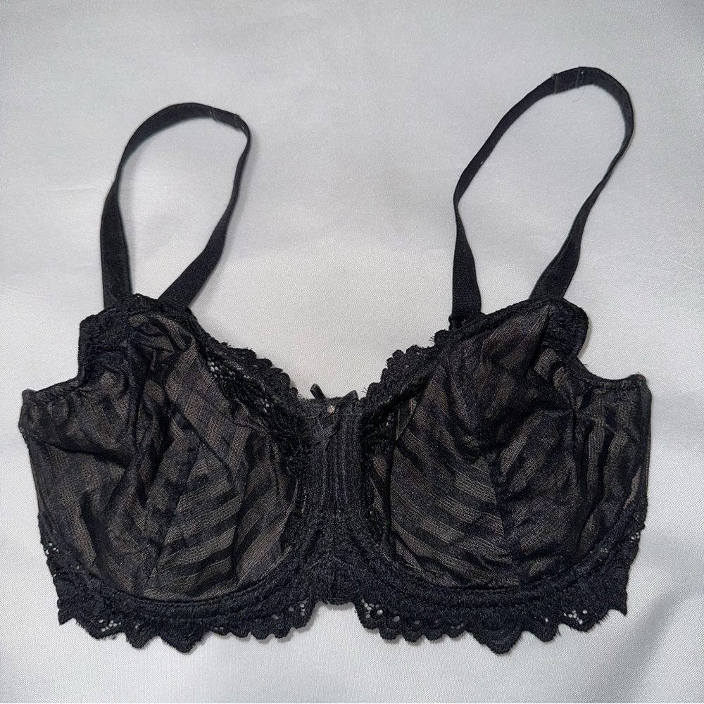 Whimsy Sheer Black Lace Bra‎ 32DDD